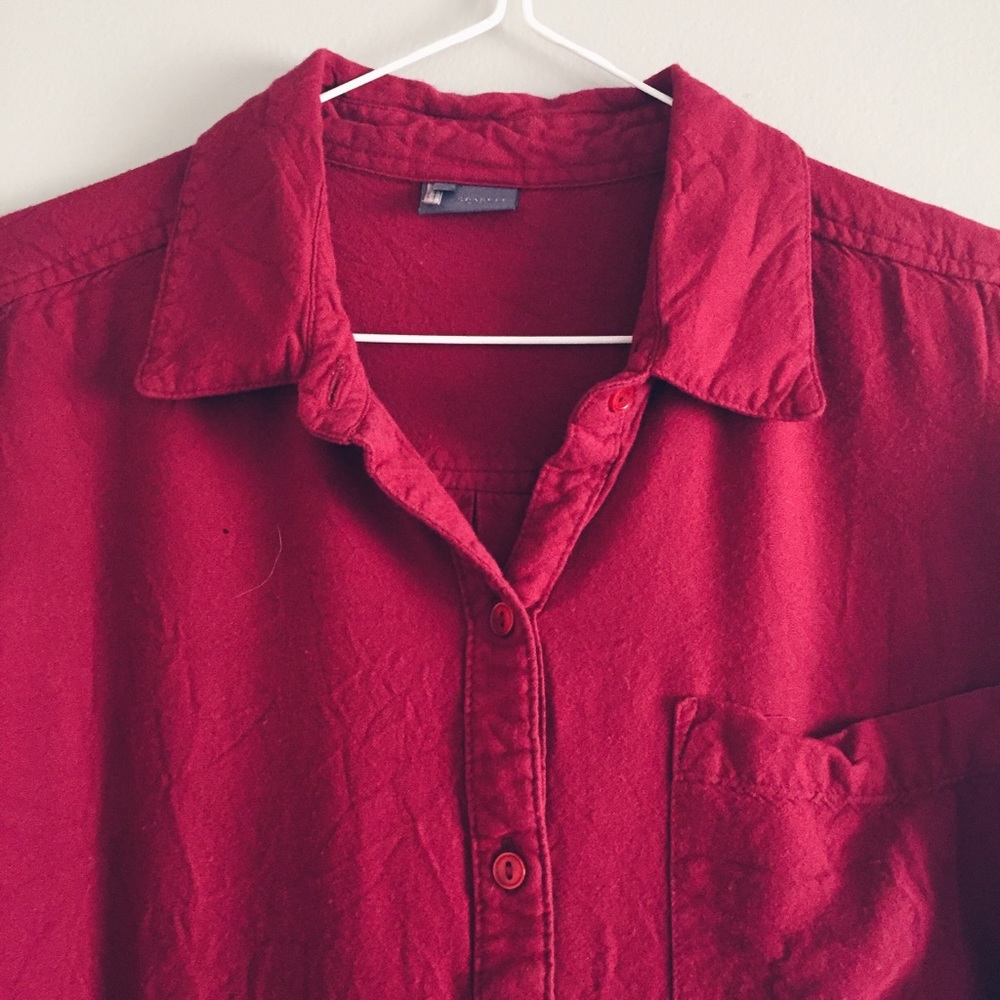 Uo Sparkle & Fade Red Button Up Tunic Mini Dress - image 3